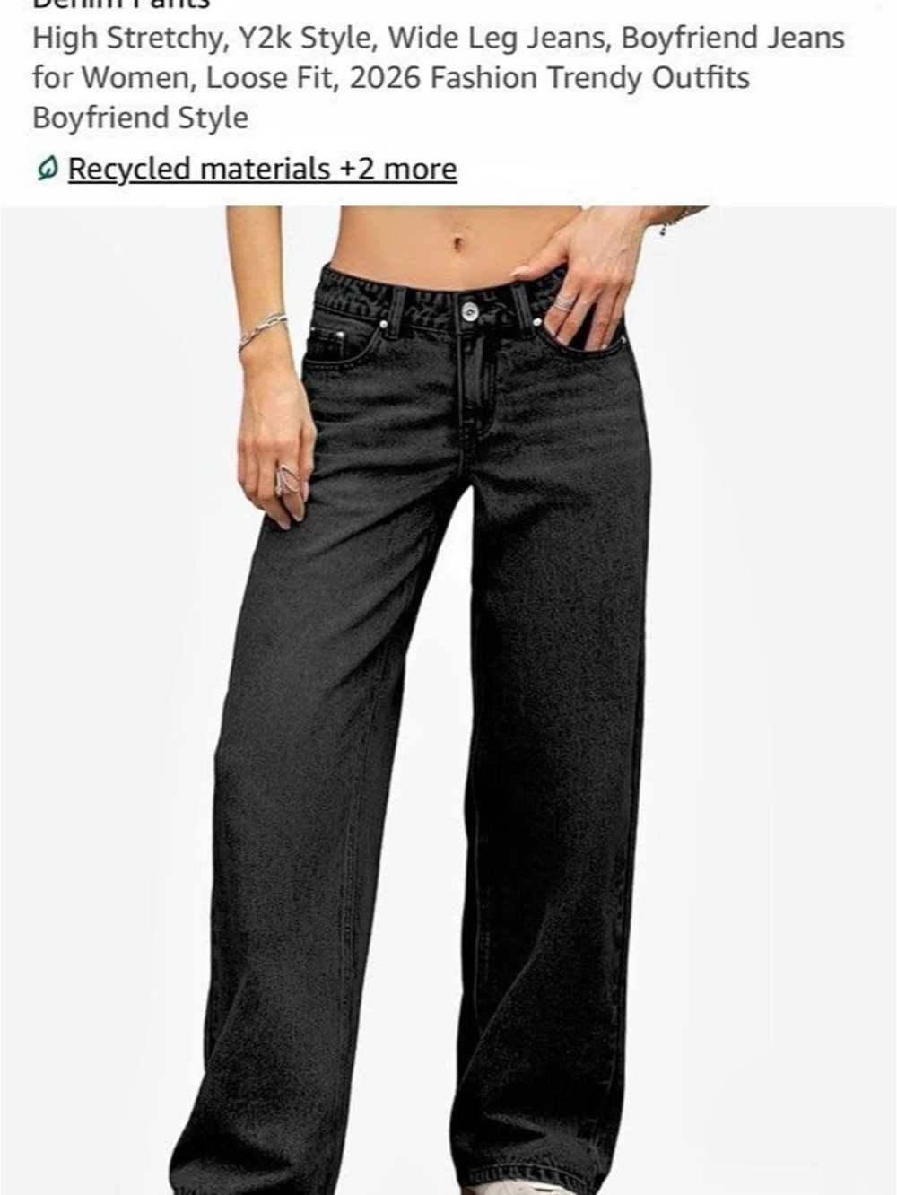 ELLEVEN Low Rise Baggy Jeans for Women Black